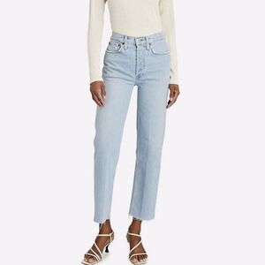 Re/Done Jeans 70S Stove Pipe Blue Light Wash Straight Leg Button Fly Size 29